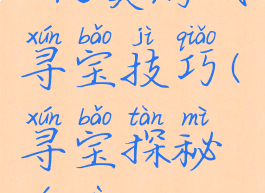 arpg类游戏寻宝技巧(寻宝探秘游戏)