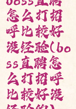 boss直聘怎么打招呼比较好没经验(boss直聘怎么打招呼比较好没经验的)