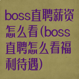 boss直聘薪资怎么看(boss直聘怎么看福利待遇)