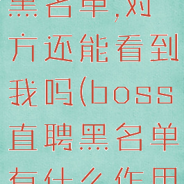 boss直聘黑名单,对方还能看到我吗(boss直聘黑名单有什么作用)