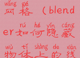 blender隐藏网格(blender如何隐藏物体上的线)