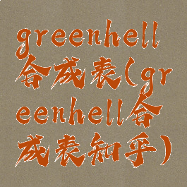 greenhell合成表(greenhell合成表知乎)