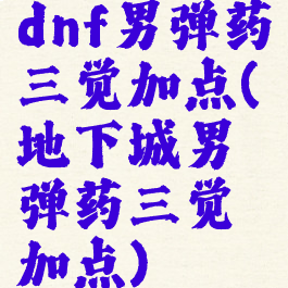 dnf男弹药三觉加点(地下城男弹药三觉加点)
