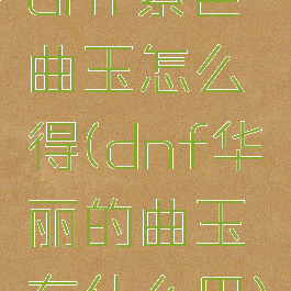 dnf紫色曲玉怎么得(dnf华丽的曲玉有什么用)