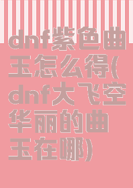 dnf紫色曲玉怎么得(dnf大飞空华丽的曲玉在哪)