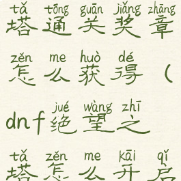 dnf绝望之塔通关奖章怎么获得(dnf绝望之塔怎么开启)