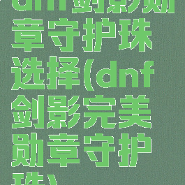 dnf剑影勋章守护珠选择(dnf剑影完美勋章守护珠)