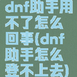 dnf助手用不了怎么回事(dnf助手怎么登不上去)