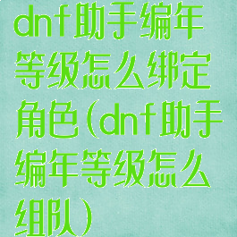 dnf助手编年等级怎么绑定角色(dnf助手编年等级怎么组队)