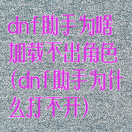 dnf助手为啥加载不出角色(dnf助手为什么打不开)