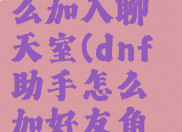 dnf助手怎么加入聊天室(dnf助手怎么加好友角色名)