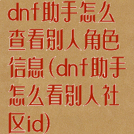 dnf助手怎么查看别人角色信息(dnf助手怎么看别人社区id)