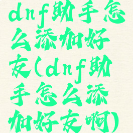 dnf助手怎么添加好友(dnf助手怎么添加好友啊)