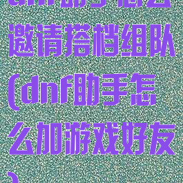 dnf助手怎么邀请搭档组队(dnf助手怎么加游戏好友)