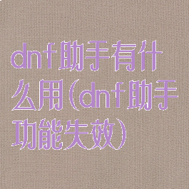 dnf助手有什么用(dnf助手功能失效)