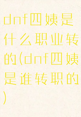 dnf四姨是什么职业转的(dnf四姨是谁转职的)