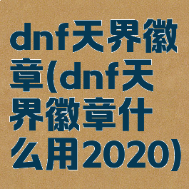 dnf天界徽章(dnf天界徽章什么用2020)