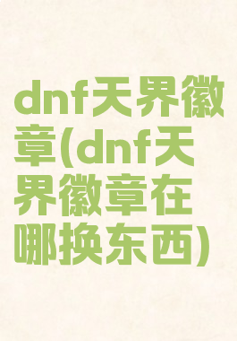 dnf天界徽章(dnf天界徽章在哪换东西)