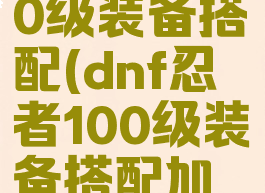 dnf忍者100级装备搭配(dnf忍者100级装备搭配加神话)
