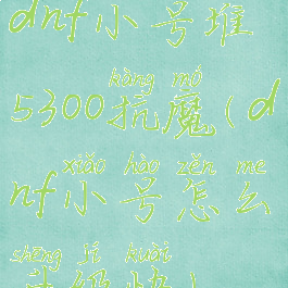 dnf小号堆5300抗魔(dnf小号怎么升级快)