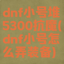 dnf小号堆5300抗魔(dnf小号怎么弄装备)
