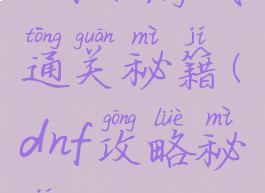 dnf小游戏通关秘籍(dnf攻略秘籍)