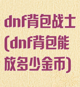 dnf背包战士(dnf背包能放多少金币)