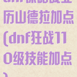dnf谋略战亚历山德拉加点(dnf狂战110级技能加点)