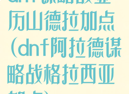 dnf谋略战亚历山德拉加点(dnf阿拉德谋略战格拉西亚加点)