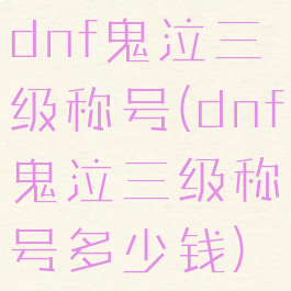 dnf鬼泣三级称号(dnf鬼泣三级称号多少钱)