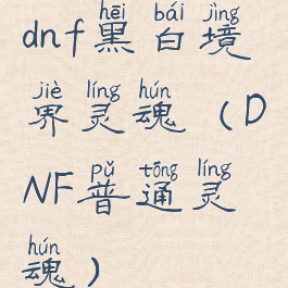 dnf黑白境界灵魂(DNF普通灵魂)