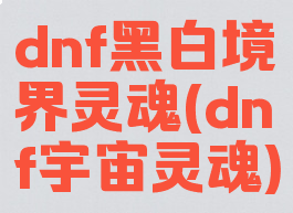 dnf黑白境界灵魂(dnf宇宙灵魂)