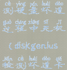 diskgenius检测硬盘坏道过程中死机(diskgenius检测坏道卡住不动)