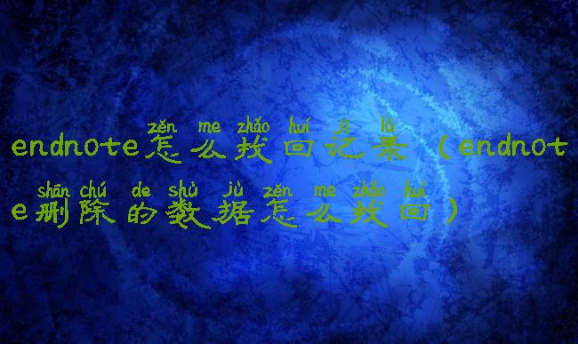 endnote怎么找回记录(endnote删除的数据怎么找回)