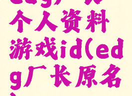 edg厂长个人资料游戏id(edg厂长原名)