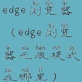 edge浏览器(edge浏览器无痕模式在哪里)
