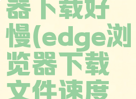 edge浏览器下载好慢(edge浏览器下载文件速度慢)