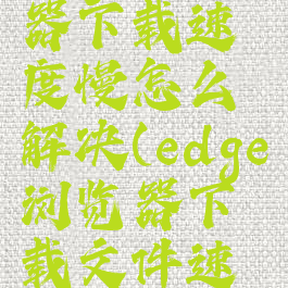 edge浏览器下载速度慢怎么解决(edge浏览器下载文件速度慢)