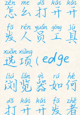 edge浏览器怎么打开开发人员工具选项(edge浏览器如何打开开发者模式)