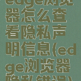 edge浏览器怎么查看隐私声明信息(edge浏览器隐私错误)