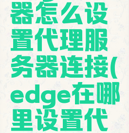 edge浏览器怎么设置代理服务器连接(edge在哪里设置代理)