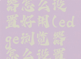 edge浏览器怎么设置好用(edge浏览器怎么设置好用一些)