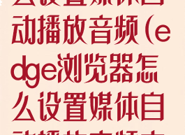 edge浏览器怎么设置媒体自动播放音频(edge浏览器怎么设置媒体自动播放音频文件)