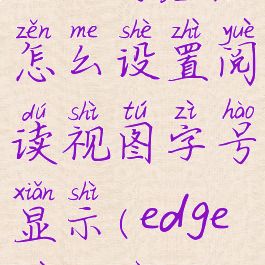 edge浏览器怎么设置阅读视图字号显示(edge阅读器)