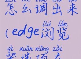 edge浏览器怎么调出来(edge浏览器选项在哪里)