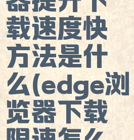 edge浏览器提升下载速度快方法是什么(edge浏览器下载限速怎么解除)