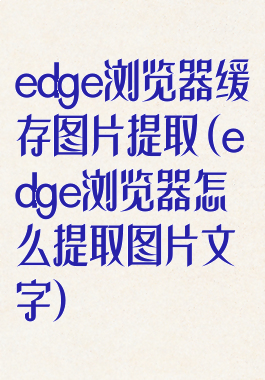 edge浏览器缓存图片提取(edge浏览器怎么提取图片文字)