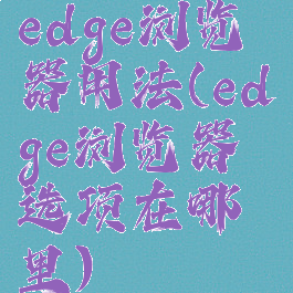 edge浏览器用法(edge浏览器选项在哪里)