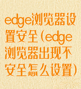 edge浏览器设置安全(edge浏览器出现不安全怎么设置)