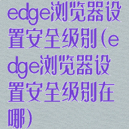 edge浏览器设置安全级别(edge浏览器设置安全级别在哪)